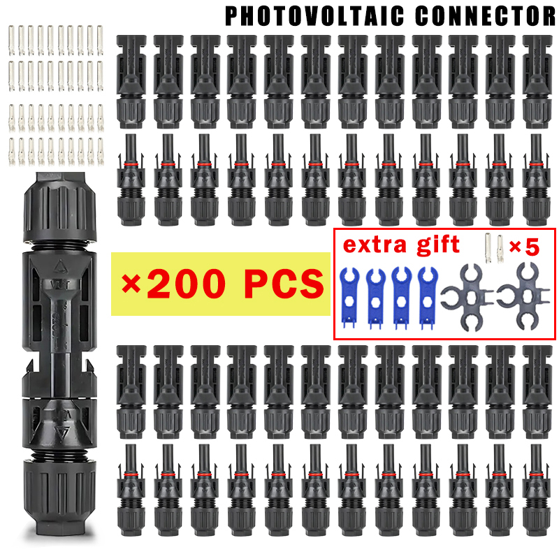 Solar Cable Mc4 Connector - 400/200/100/20 Pcs Photovoltaic Solar Connector Plug