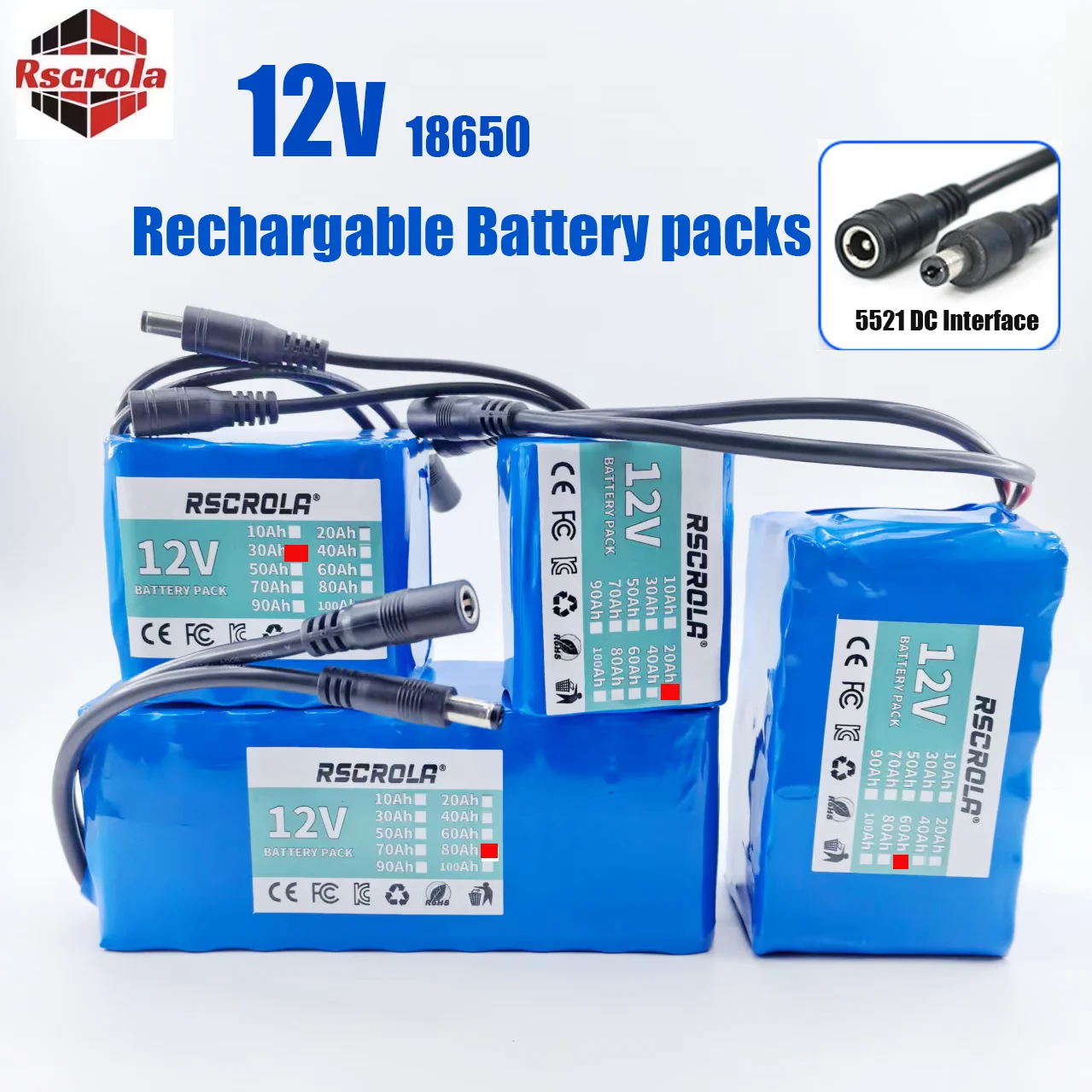 Renewable Energy Source - 12V Rechargeable 18650 Lithium Battery Pack