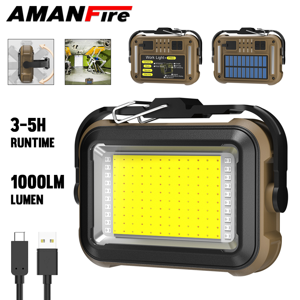 Renewable Energy Source - Amanfire TZD-03 Work Light 1000LM Solar